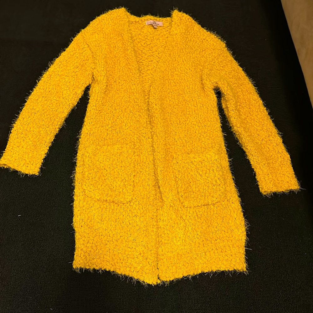 Love Tree- Fuzzy Mustard Yellow Cardigan